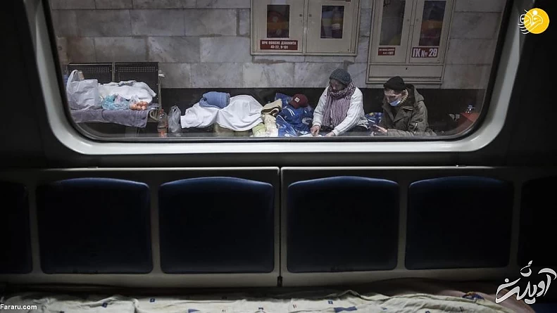 عمیق ترین ایستگاه مترو جهان میزبان پناهجویان کییف/ تصاویر